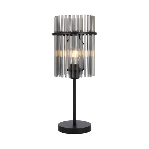 Quincy Smoke Glass Black Table Lamp