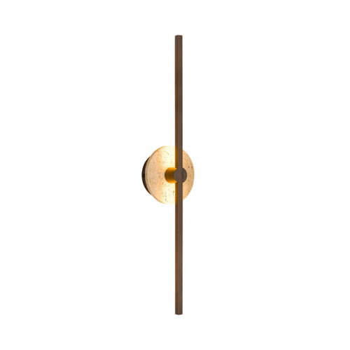 Cicero Beige Travertine LED Wall Light - Old Brass