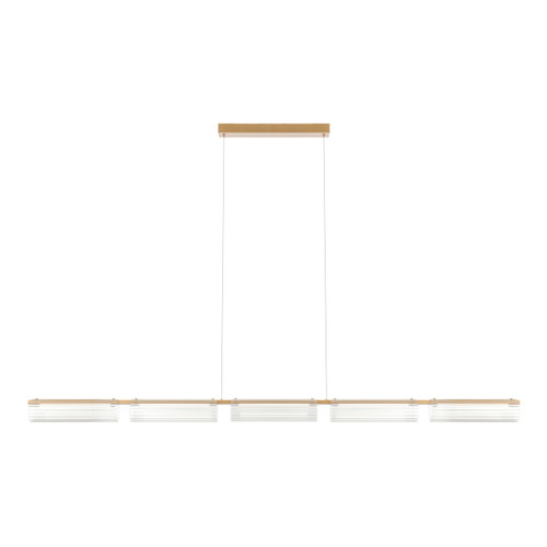 Giovanni Ribbed Glass Long 3CCT LED Pendant - Gold