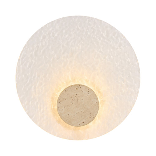 Nifati Textured Acrylic Travertine Disc Wall Light - Beige