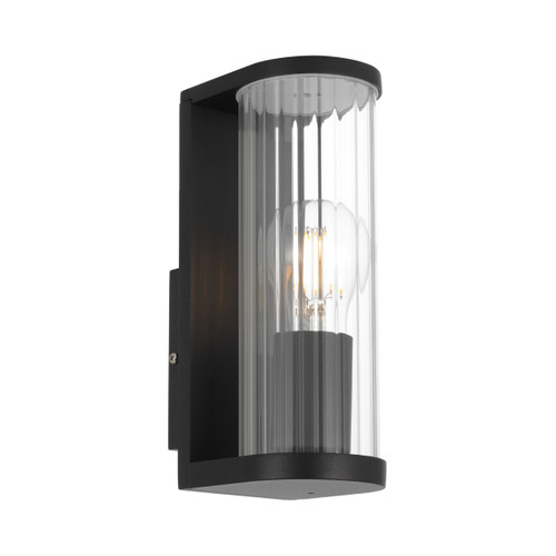 Taranto IP44 Ribbed Glass Wall Light - Black