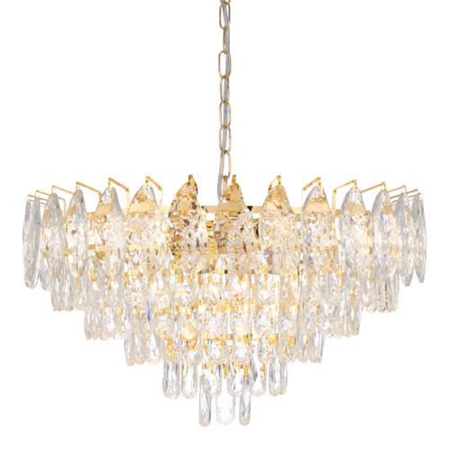 Lombardy Faceted Crystal Golden Tiered Chandelier