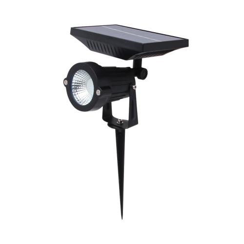 King IP65 Solar Garden LED Spike Spotlight - Black
