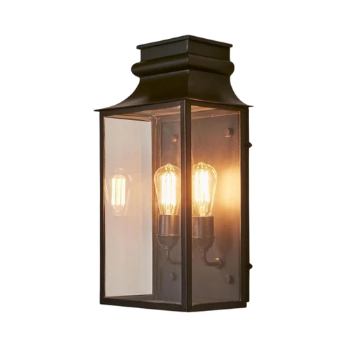 Crawford IP54 Dual Light Lantern Wall Lamp - Black