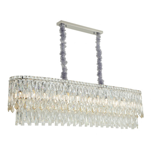 King 12 Light Clear Crystal Oval Chrome Chandelier