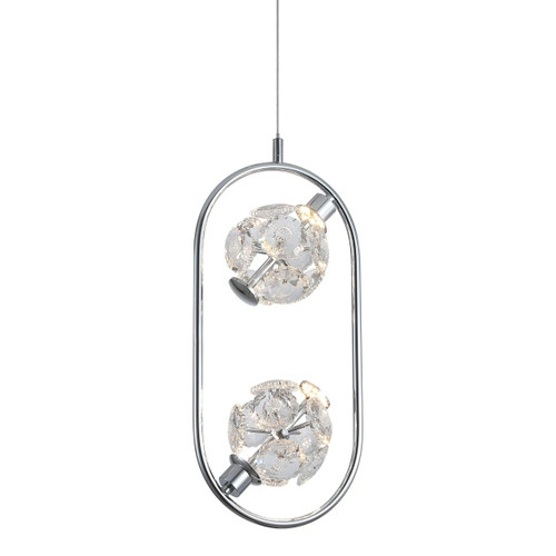 Jolie Flower Crystals Chrome Oval LED Pendant Light