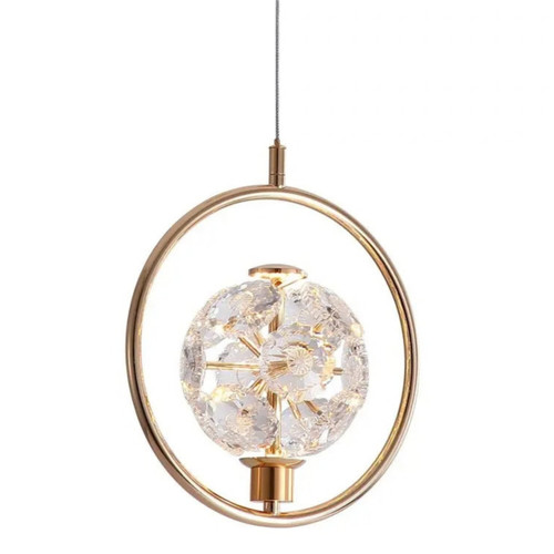 Jolie Flower Crystals Gold Ring LED Pendant Light