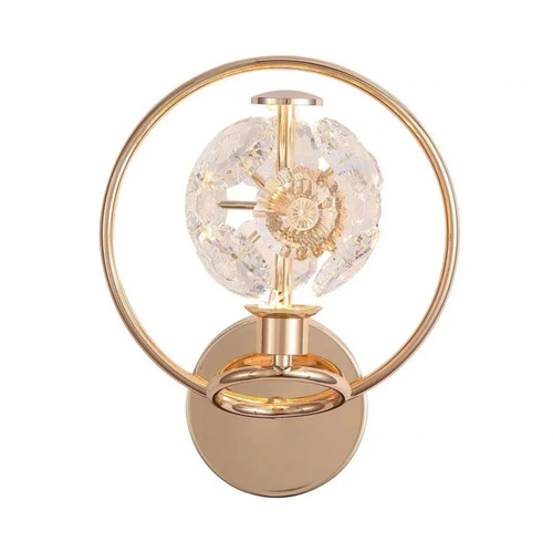 Jolie Flower Crystals Gold Ring LED Wall Light