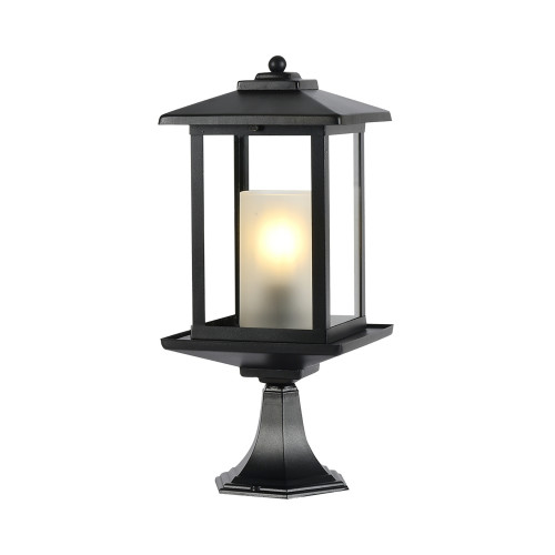 Barnet Black Glass Exterior Lantern Pillar Light