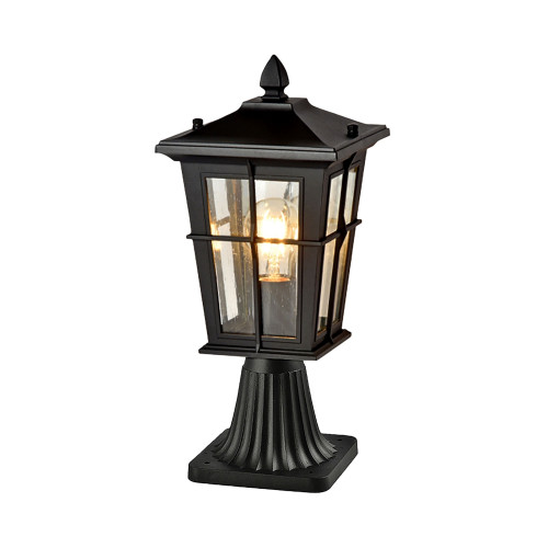 Eren Black Glass Exterior Lantern Pillar Light