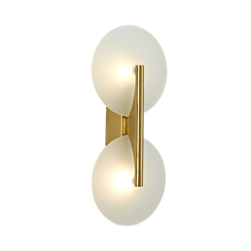 Kintore Twin Light White Glass Wall Lamp - Gold