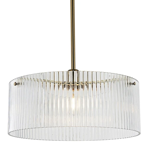 Armadale Ribbed Drum Glass Pendant Light - Gold