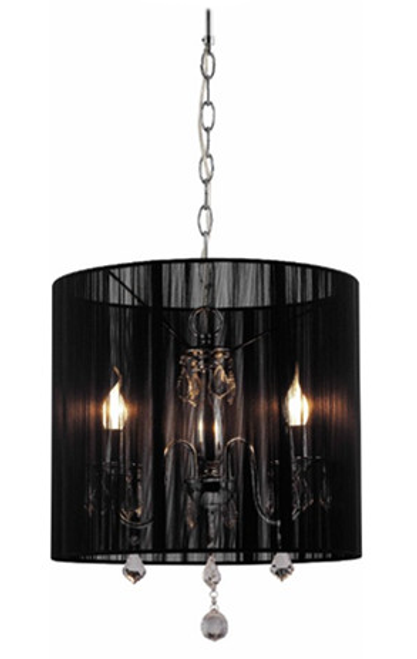 Paris 3 Light Crystal Pendant Light - Black