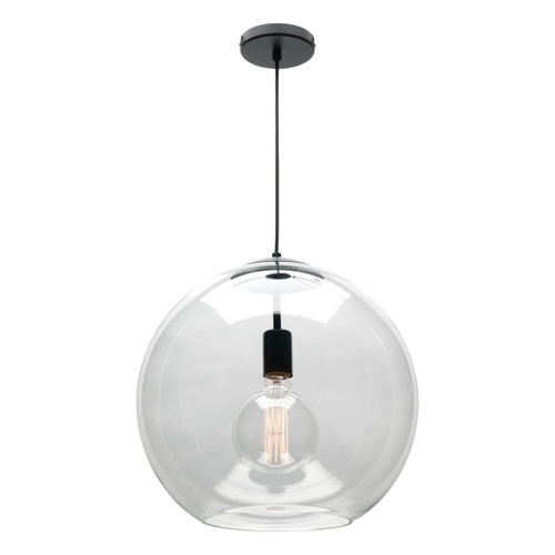 Orpheus 1 Light Clear Glass Pendant Light Black - Large