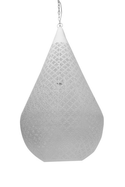 Antalya White Perforated Teardrop Pendant Light