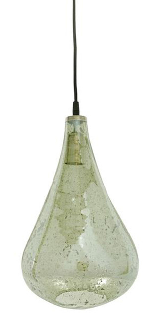 Lustre Glass Teardrop Stone Effect Pendant Light - Green