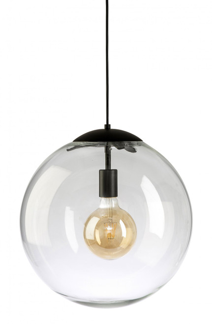 Simple Round Glass Pendant Light - Black