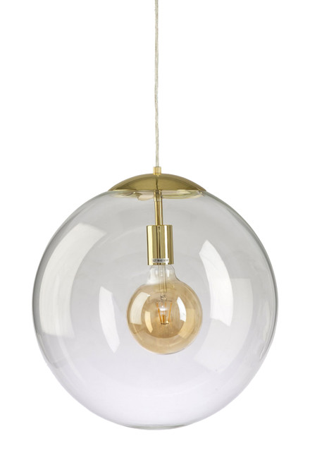 Simple Round Glass Pendant Light - Brass