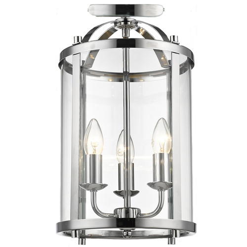 Manor 3 Light Chrome Close to Ceiling Lantern