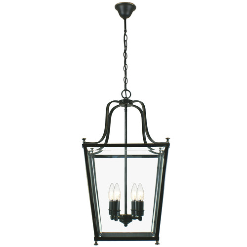 Montana 4 Light Bronze Glass Lantern Pendant 