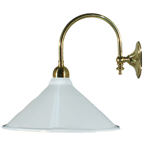 Luke Brass Wall Light with White Edwardian Shade