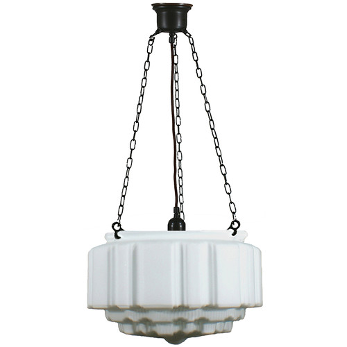 St Kilda Matt Opal Glass Triple Chain Pendant - Patina