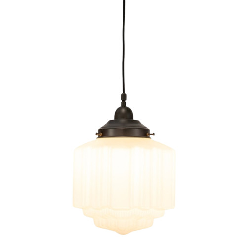 St Kilda Matt Opal Glass Cord Pendant - Patina