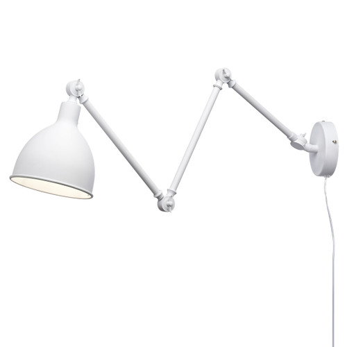 Bazar White Adjustable Arm Industrial Wall Light- Large 