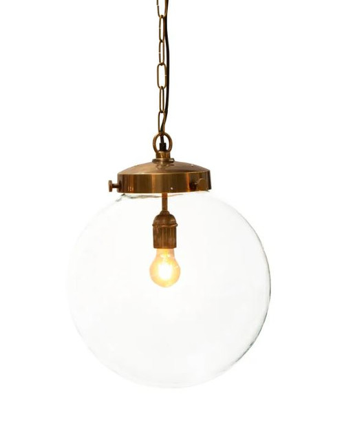 Celeste Round Glass Antique Brass Pendant Light Large