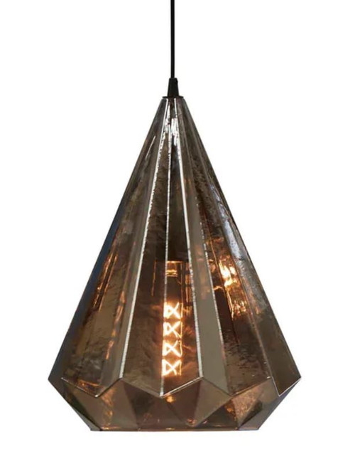 Montpellier Smoke Grey Faceted Glass Pendant Light - Large