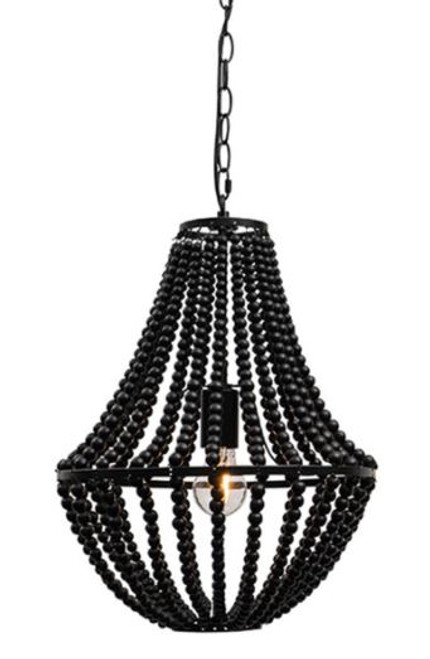 Waco 1 Light Black Wooden Bead Pendant Light