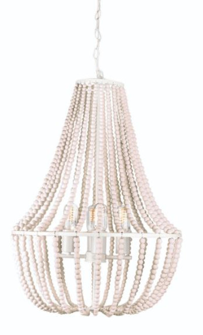 Waco 4 Light White Wooden Bead Pendant Chandelier