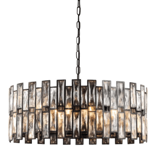 Marianne Crystal Prism Round Drum Chandelier - Black