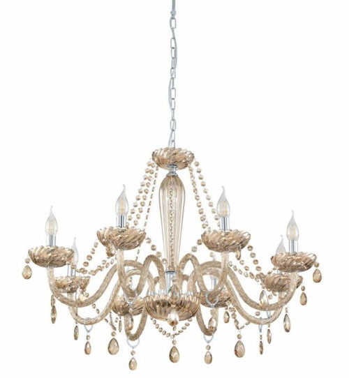  Basilano 8 Light Cognac Glass Traditional Pendant Chandelier 