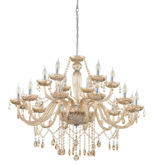 Basilano 18 Light Cognac Glass Traditional Pendant Chandelier