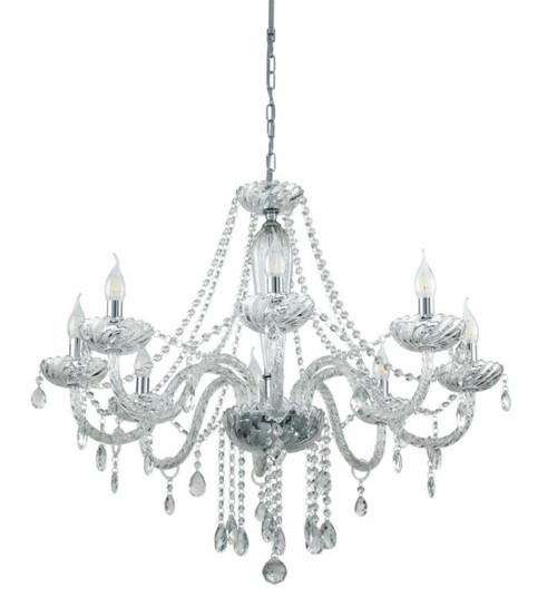 Basilano 8 Light Clear Glass Traditional Pendant Chandelier