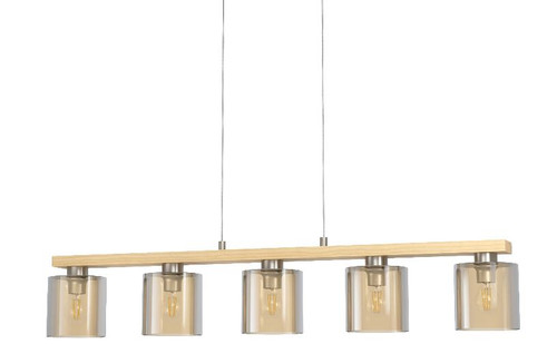 Castralvo Island 5 Light Wood Glass Linear Pendant Light