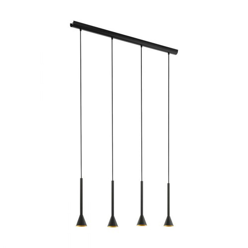 Cortaderas Black Gold Pipe Funnel 4 Light Linear Pendant Light