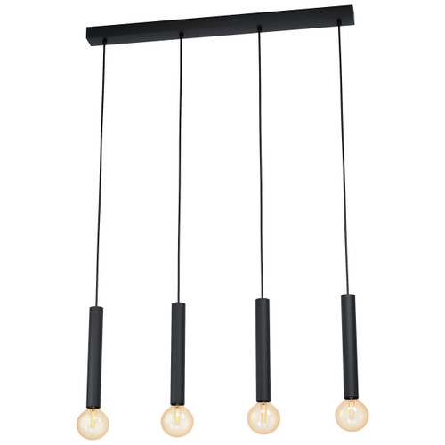 Cortenova 4 Light Black Pipe Linear Pendant Light 