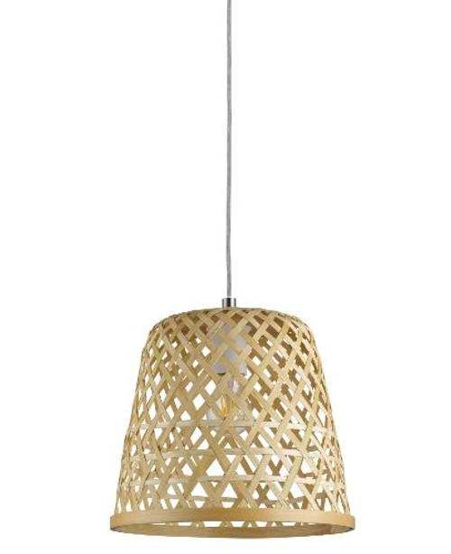 Kirkcolm Rattan Style Natural Wood Pendant Light