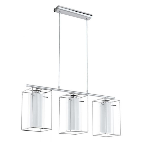 Loncino Chrome and White Glass Cage Linear Pendant Light