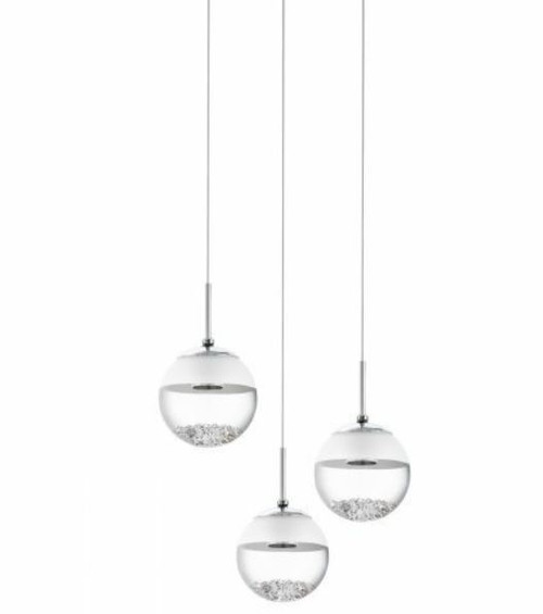 Montefio Mini Round Chrome Crystal 3 Light Cluster Pendant Light