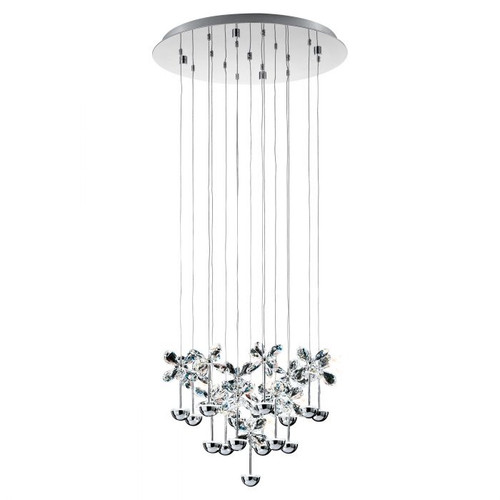  Pianopoli Chrome 15 Light Crystal Large Cluster Pendant Chandelier 