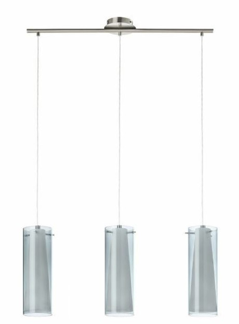 Pinto Nero Nickel Smoke 3 Light Tube Bar Pendant Light