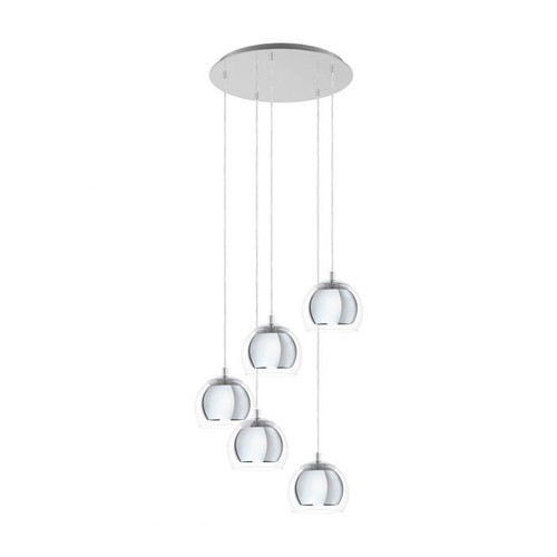 Rocamar 5 Light Chrome Clear Glass Cluster Pendant Light 