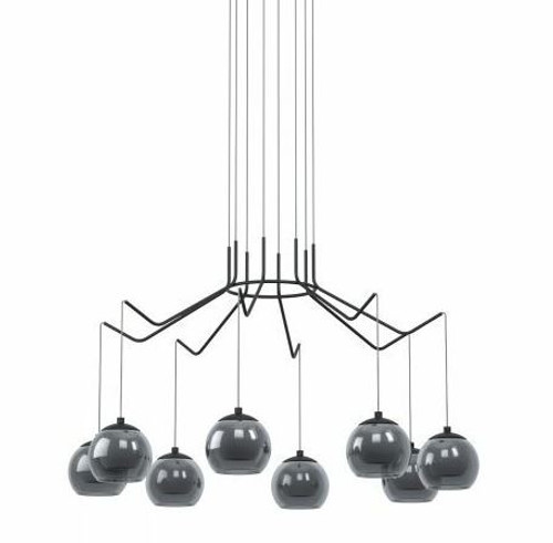Rovigana 8 Light Round Smoke Glass Modern Pendant Chandelier