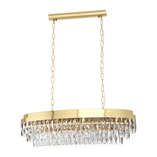 Valparaiso 10 Light Linear Gold Crystal Pendant Chandelier 