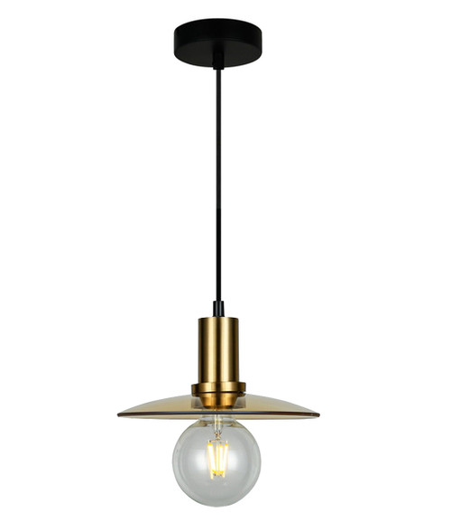 Ceske Disc Brass Amber Glass Pendant Light