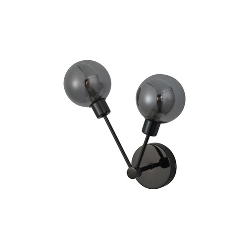 Grette 2 Light Black Chrome Wall Light