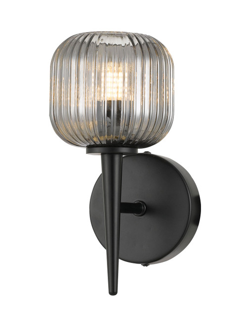 Blaise Ribbed Glass Black Smoke Wall Sconce 